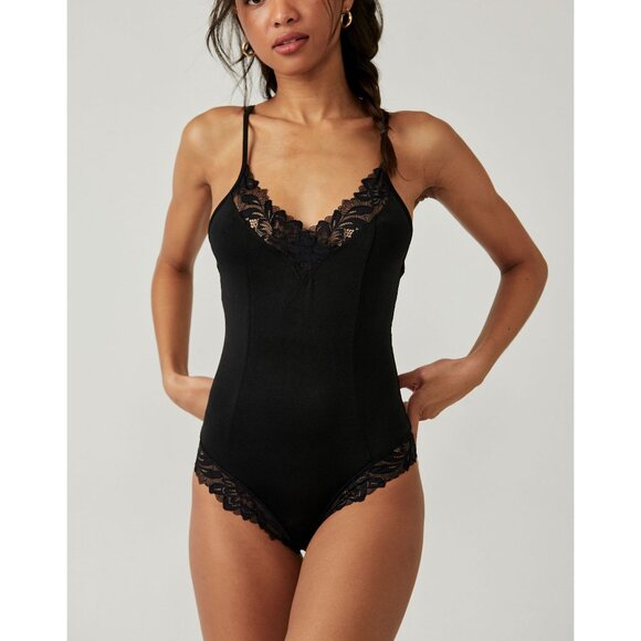 Free People Tops - FREE PEOPLE Wild Bunch Bodysuit / Black